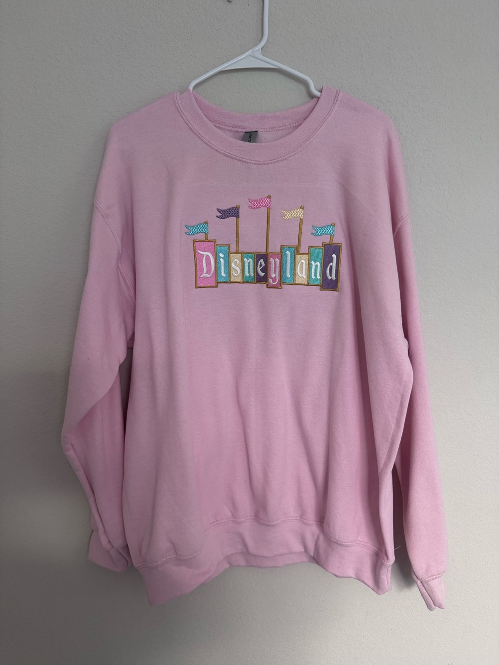 Disneyland Logo Pink Embroidered Crewneck Sweatshirt